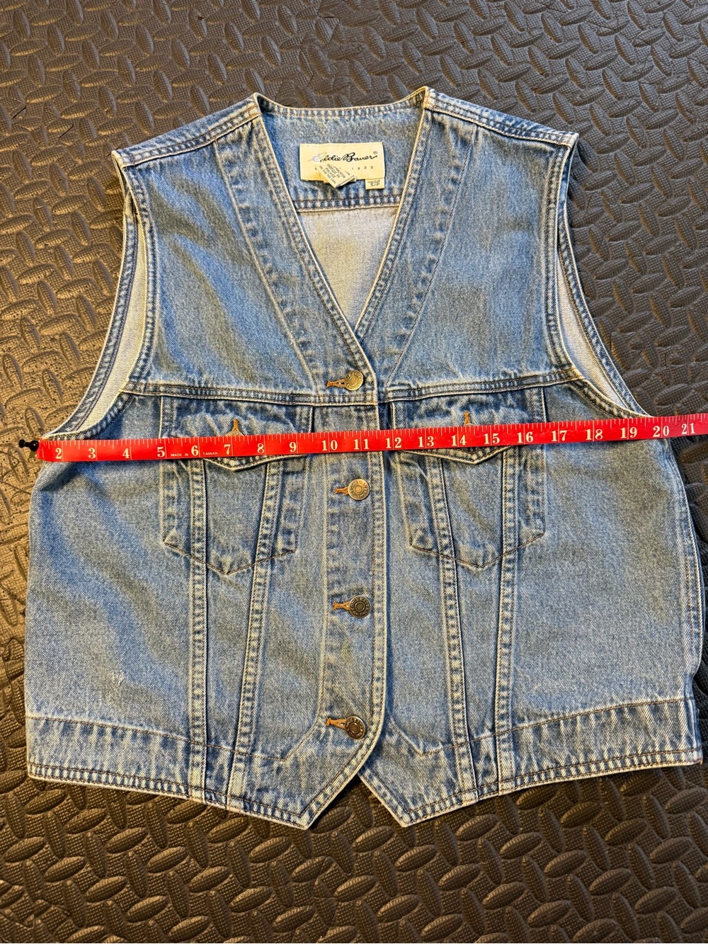 Eddie Bauer 90’s Vintage Light Wash Utility Denim Vest 100% Cotton Size Small - Picture 6 of 9